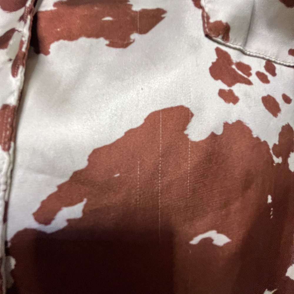 Show Me Your Mumu Overslept PJ Set Brown White Holy Cow Print Satin Cowgirl M - Picture 6 of 14
